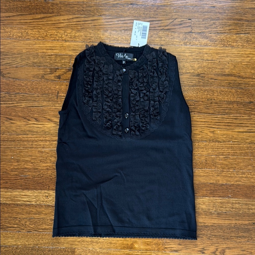 Black Sleeveless Ruffle Top